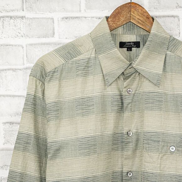 Zanella Made in Italy Button up Shirt textured striped Men's Size Large - Picture 5 of 5